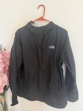 The North Face Black Hooded Rain Shell Jacket
